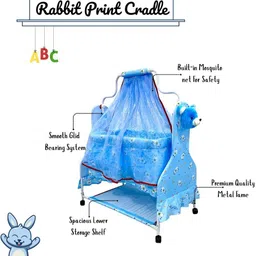 ms baby Rabbit Print Baby Cradle With Mosquito Net & Soft Cushion For your Baby, Bassinet-picture-43