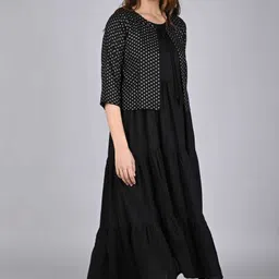 sheffali creation Women Layered Black Midi/Calf Length Dress image 4