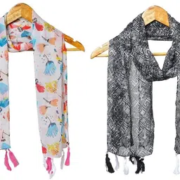 stolevilla Printed Chiffon Women Multicolor Scarf, Stole, Fancy Scarf-picture-13