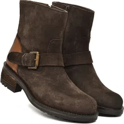 Genuine Leather Stylish Girls High Ankle Suede Party Wear Boots For Women-image-0