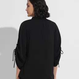 fashfun Women Oversized Fit Solid Mandarin Collar Casual Shirt image 2