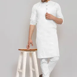 art curtain Men Solid Cotton Blend Straight Kurta-picture-10