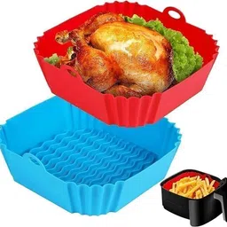 naridream Reusable Silicone Air Fryer Liners Bowls, Square Washable Dishwasher Safe Airfryer Tray-picture-29