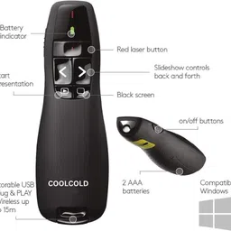 coolcold R 400 Laser Pointer, Wireless Presentation Clicker, PPT Presenter Slide Changer wireless Presenter image 2