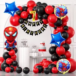 aoes Spider-Man 7th Birthday Decoration Kit Red Black Theme Balloon Garland For Kids-picture-19