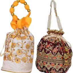 Women Yellow, Beige Potli-image-57