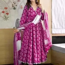 rd textiles Ritu Floral Print Anarkali Kurta, Bottom & Dupatta Set image 3