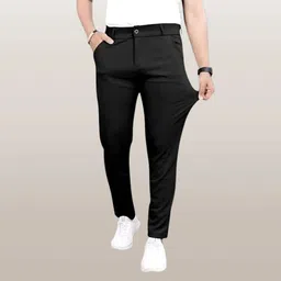shreyannk Men Slim Fit Black Lycra Blend Trousers-picture-10