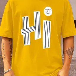 mgf Men Graphic Print Round Neck Polycotton Yellow T-Shirt image 1