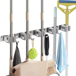 Silver Stainless Steel Broom Holder-image-1