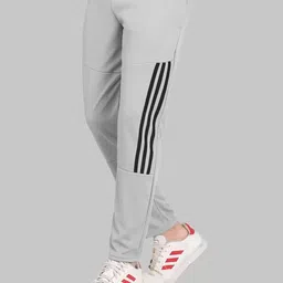 aaradh Pack of 2 Men Striped Black, Grey, White Track Pants image 4