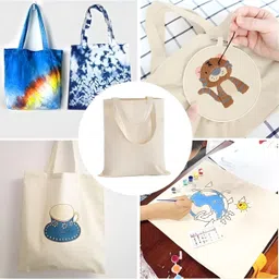 atrani Beige Men & Women Tote Canvas Cotton Beige Color Shoulder Bags for Girls/Colloge/Daily Use-Pack of 1-05 image 5