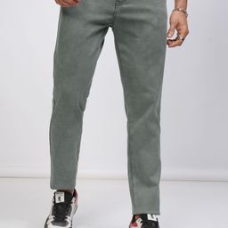 locomotive Men Regular Fit Green Cotton Blend Trousers-picture-1
