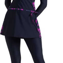 speedo Two Piece Closedback Full Body Suit - Endurance10 Printed Women Dark Blue Swimsuit-picture-11