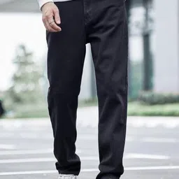 denim bold Men Loose Fit Mid Rise Black Jeans image 1