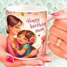 manorath Happy Birthday Mom Girl Hug White Printed Ceramic Coffee mug Ceramic Coffee Mug-picture-12