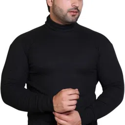 feverfew Men Woven High Neck Black Sweater image 2