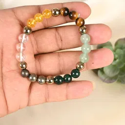 tanishee- the real jewels Pyrite, Green Aventurine, Citrine + Golden, Citrine, Clear Quartz Crystal Bracelet image 3