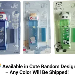 gomu pichu Cute Roller Eraser with Dust Collector Panda, Rocket, Bear Design (Random Color) Non-Toxic Eraser-picture-38