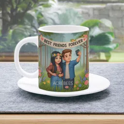 acrebees Best Friends Foreverr Ceramic Coffee|Ideal for Birthday, Friendship Day-2 Ceramic Coffee Mug-picture-39