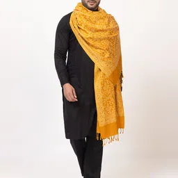 Pashgiri Poly Wool Floral Print Men Shawl image 4