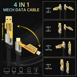 OSM 4-in-1 Cable 6 A 1 m METAL BRAIDED Universal 4-in-1 Charging Cable | Fast 65W Output | Ideal for All Smart Devices image 3