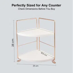 go hooked Containers Kitchen Rack 2-Tier Corner Shelf Rack for Home, Bathroom & Vanity Countertop Organizer Iron image 4