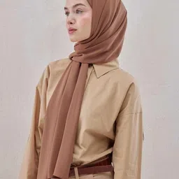 urshia Solid Georgette Women Brown Scarf image 4