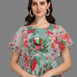fashion2wear Women Fit and Flare Multicolor Maxi/Full Length Dress image 4