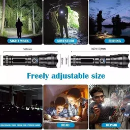 zeno volt 376(ZOOMABLE METAL TORCH)5 Modes Flashlight, Super Bright LED Light 150 W Torch Torch image 4