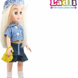 ladli Cute Blue Skult Girl Doll Toy with Moveable Arms Beautiful Dress, Cap, Shoes-picture-25