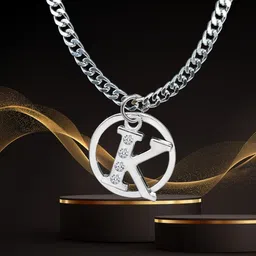 d2fashion Stylish K Letter Pendant With Stainless Steel Silver Chain in Silver Metal Pendant-picture-12