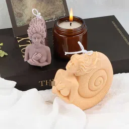 frendora Mermaid Shell Decorative Candle for Home Decor in Mauve purple colour Candle image 1