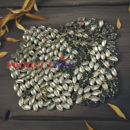productmine Flat Back Clear Kundan for Embroidery Jewellery Kali Shape 8 mm x 4 MM 250 PC image 5
