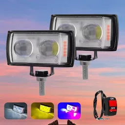houseofcommon Mini Double Lens Fog Light with yellow & White Fleshing Light(RED & Blue DRL)Z Fog Lamp Motorbike LED (12 V, 40 W)-picture-11