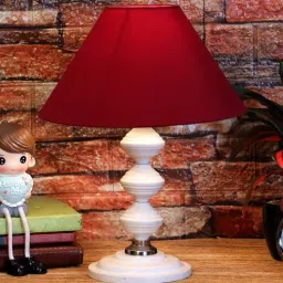 Maroon Shade Table Lamp With Metal Base By Foziq-picture-24