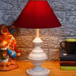 Maroon Shade Table Lamp With Metal Base By Foziq-picture-29