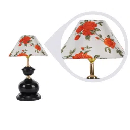 Manchester Red Fabric Shade Night Lamp With Metal Base By Foziq image 5