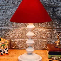 Maroon Shade Table Lamp With Metal Base By Foziq-picture-36
