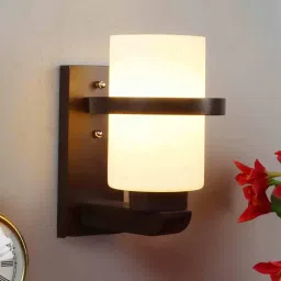 foziq Modena Brown Wood and Iron Wall Sconces image 1