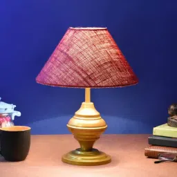 Maroon Shade Table Lamp With Metal Base By Foziq-picture-36