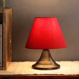 Red Fabric Designer Table Lamp By Foziq image 1