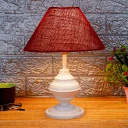 Maroon Shade Table Lamp With Metal Base By Foziq-picture-31