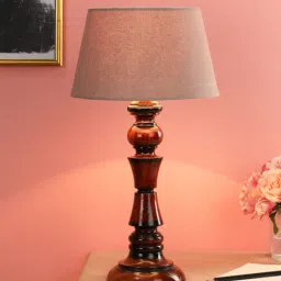 foziq Brown Fabric Shade Table Lamp with Brown Base-picture-27