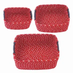 Red Polypropylene Non Foldable Multi Purpose Make Up Organiser (Set of 3) by Obsessions image 3