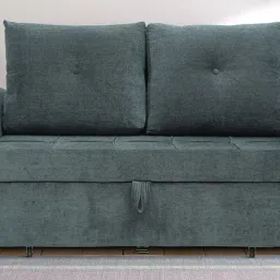 casacraft from pepperfry Darwin Fabric Sofa Cum Bed With Storage in Steel Grey Colour image 1