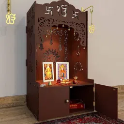 homscape Ek Onkar Brown Home Temple With Inbuilt Focus Light image 3