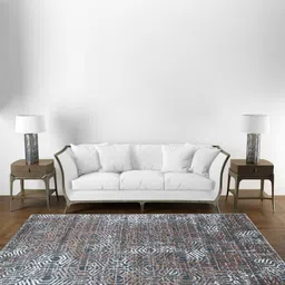 apco Brown Geometrical Polypropylene 9 ft x 12 ft Machine Made Carpet image 1