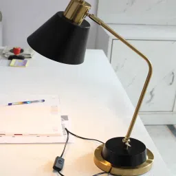 shree kala home decor Black and Gold Metal Modern Table Lamp for Study image 2