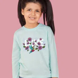 NUSYL Girls Graphic Printed Round Neck T-shirt-picture-14
